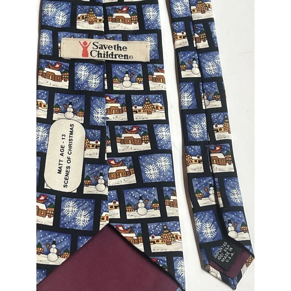 Save The Children 100% Silk Tie Lot Scenes Of Christmas The Next Generation